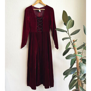 VTG 90s Morbid Threads Velvet Dress Small Gothic Renaissance Regancycore Costume